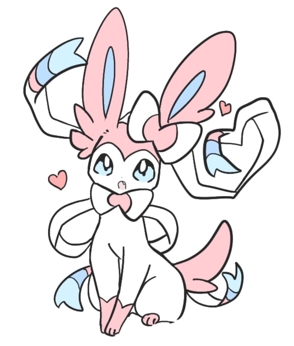An adorable looking Sylveon with hearts next to it. An adorable looking Sylveon with hearts next to it.