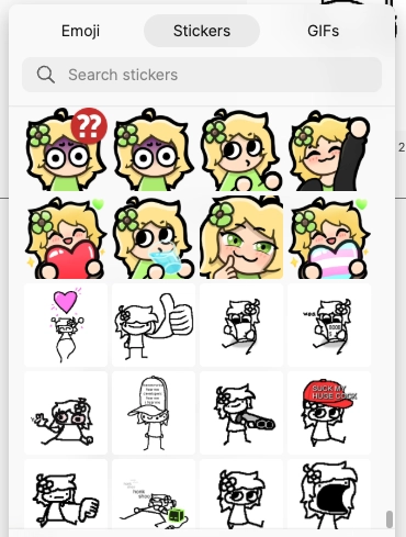screenshot of a signal sticker pack featuring art drawn by me. included are my dedicated emotes (blunder, fear, wave, heart, drinking water, among others), and a collection of various AriDoodles. screenshot of a signal sticker pack featuring art drawn by me. included are my dedicated emotes (blunder, fear, wave, heart, drinking water, among others), and a collection of various AriDoodles.